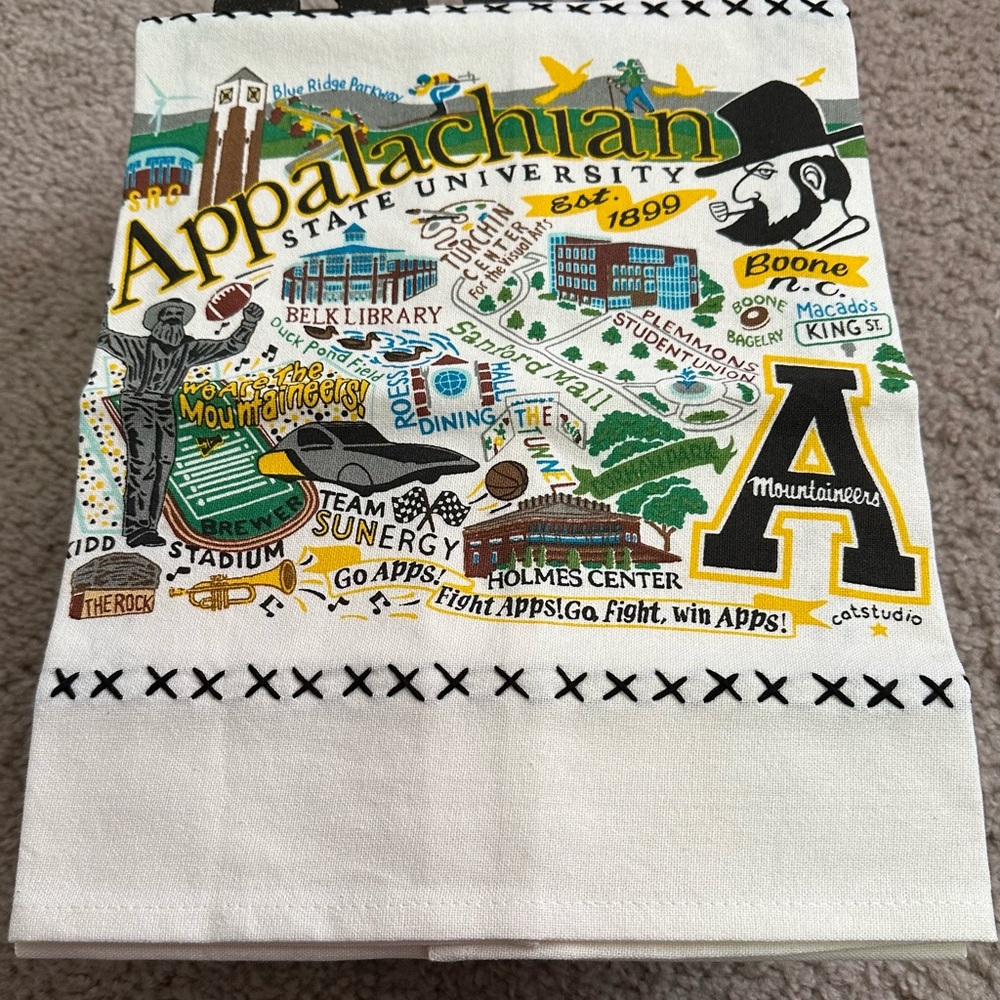 Catstudio Appalachian State University Dish Towel - White and Multicolor